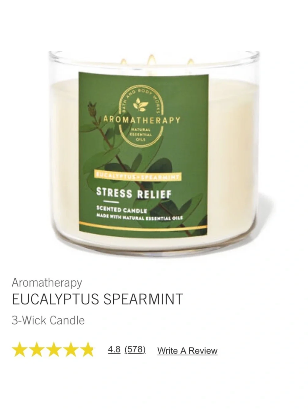 Bath & Body Works Aromatherapy Stress Relief Candle